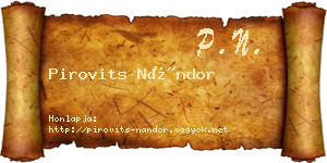 Pirovits Nándor névjegykártya